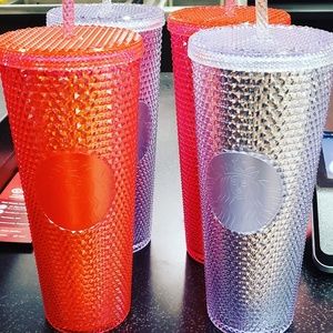 2 Starbucks new prism platinum and hot pink cups